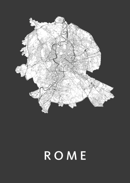 Rome Stadskaart poster Black