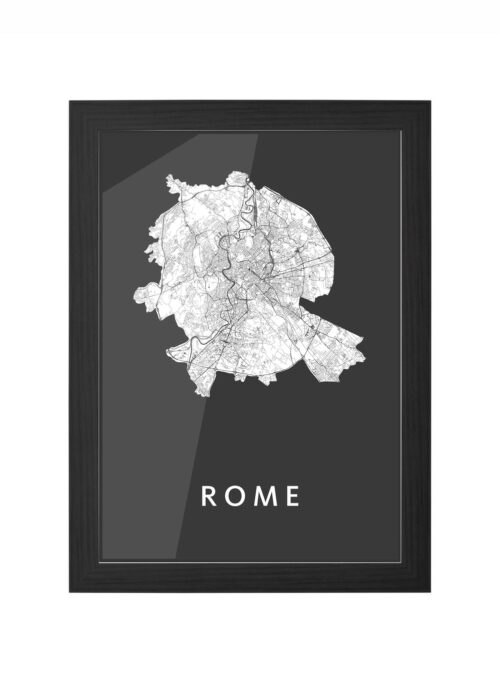 rome stadskaart poster ingelijst in zwarte lijst