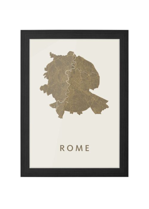 rome stadskaart poster ingelijst in zwarte lijst
