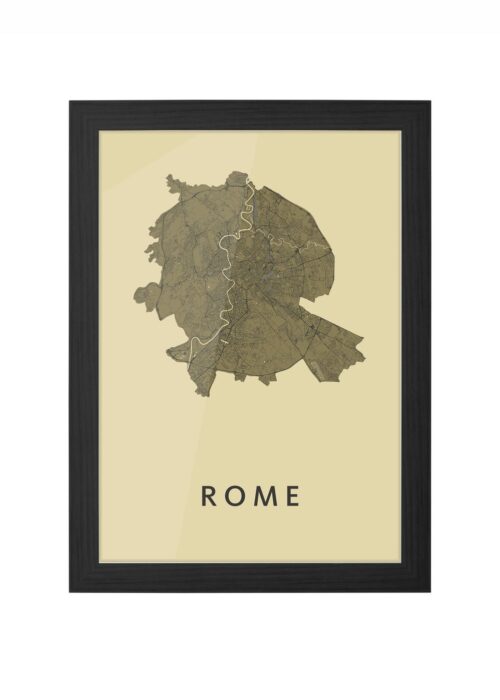 rome stadskaart poster ingelijst in zwarte lijst