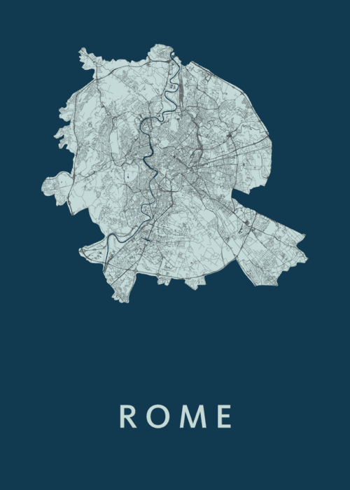 Rome Stadskaart poster Navy