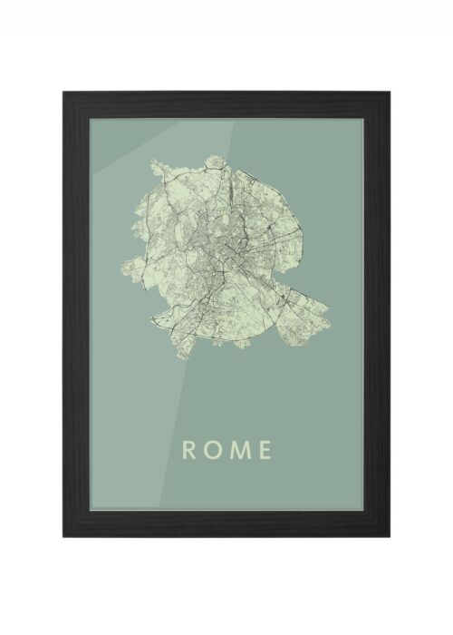 rome stadskaart poster ingelijst in zwarte lijst