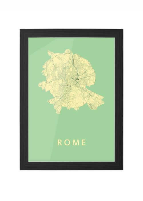 rome stadskaart poster ingelijst in zwarte lijst