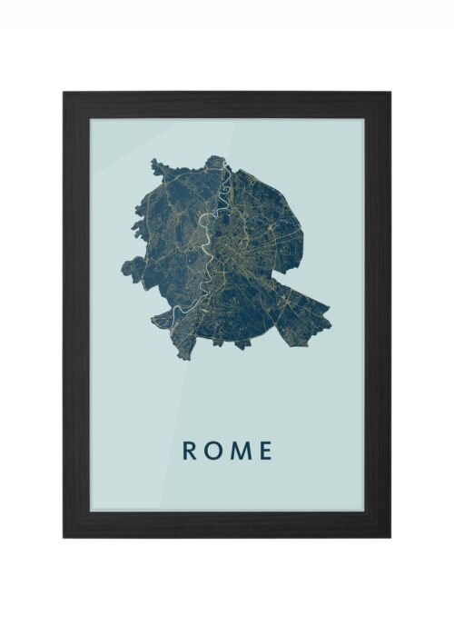 rome stadskaart poster ingelijst in zwarte lijst