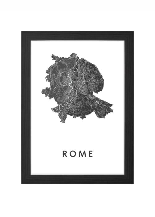 rome stadskaart poster ingelijst in zwarte lijst