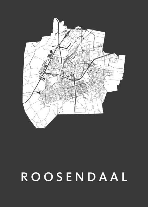 Roosendaal Stadskaart - Black poster