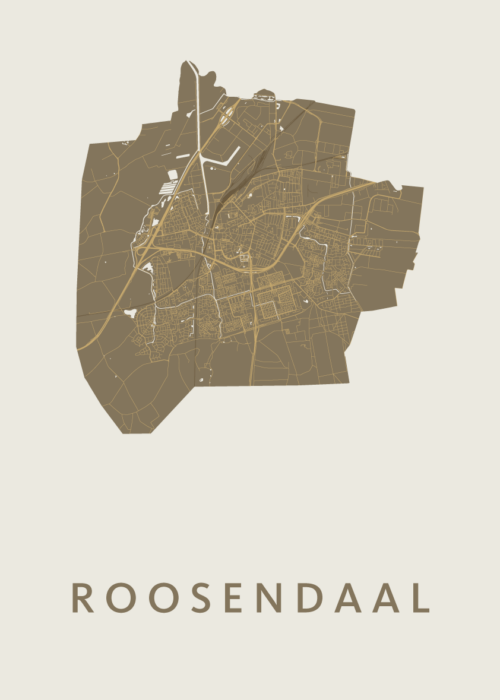 Roosendaal Stadskaart - Gold poster