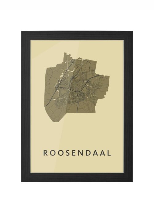 roosendaal stadskaart poster ingelijst in zwarte lijst