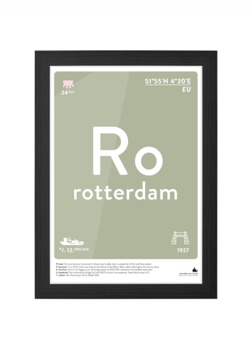 rotterdam typografie poster ingelijst in zwarte lijst