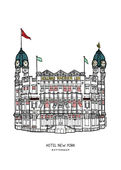 HotelNewYork Rotterdam LijntekeningPoster