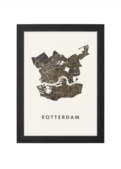 rotterdam stadskaart poster kopen ingelijst in zwarte lijst
