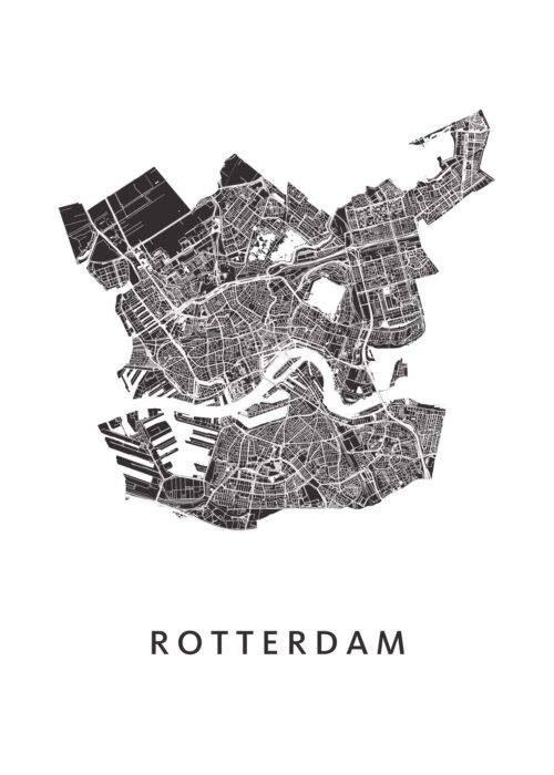 Rotterdam stadskaart poster White