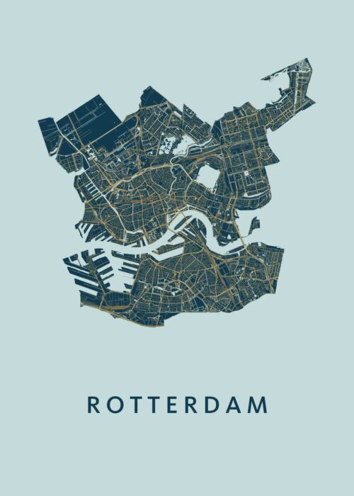 Rotterdam stadskaart poster Prussian