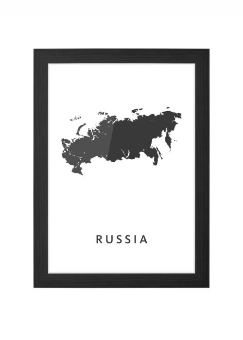 russia landkaart poster ingelijst in zwarte lijst