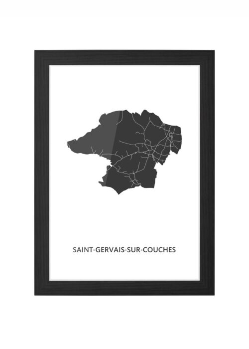 saint-gervais-sur-couches kaart poster ingelijst in zwarte lijst