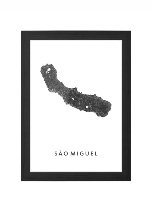são miguel eilandkaart poster ingelijst in zwarte lijst