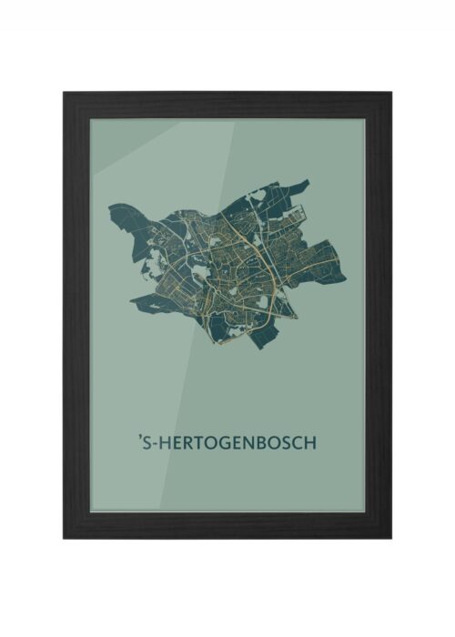 s-hertogenbosch stadskaart poster ingelijst in zwarte lijst