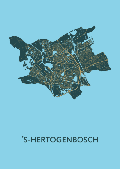 's-Hertogenbosch Stadskaart Poster Azure Blauw