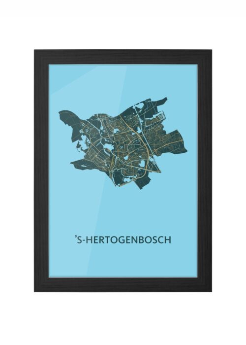 s-hertogenbosch stadskaart poster ingelijst in zwarte lijst