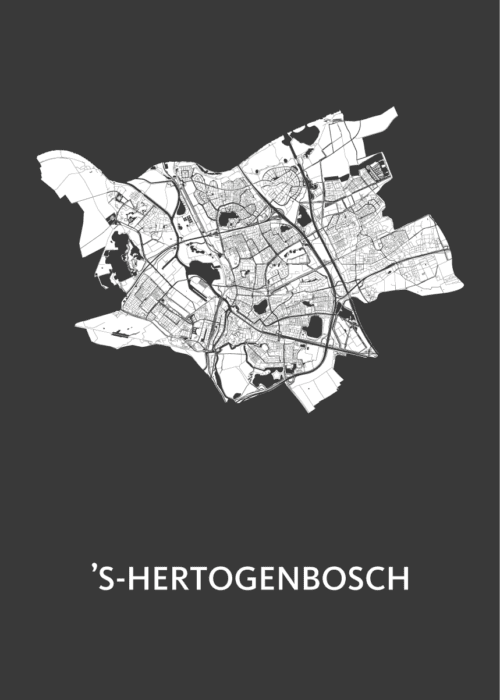 's-Hertogenbosch Stadskaart Poster Zwart