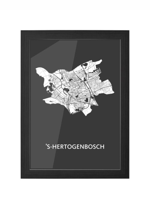 s-hertogenbosch stadskaart poster ingelijst in zwarte lijst