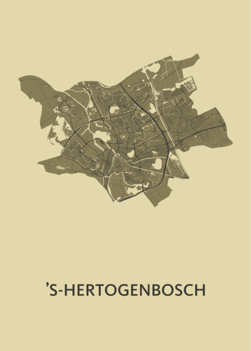 's-Hertogenbosch Stadskaart Poster Goudgeel