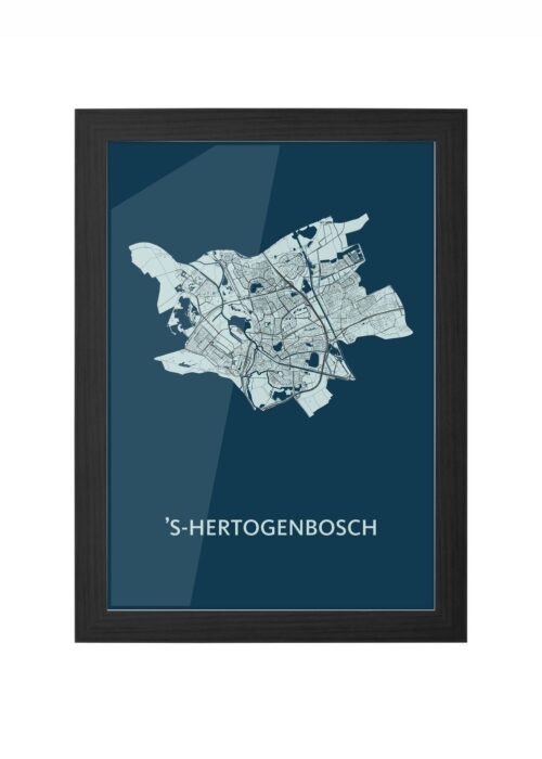 s-hertogenbosch stadskaart poster ingelijst in zwarte lijst