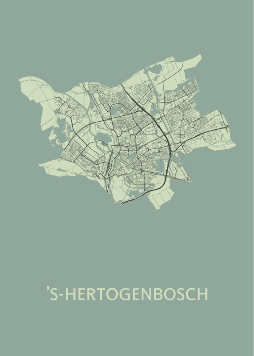 's-Hertogenbosch Stadskaart Poster Olijfgroen