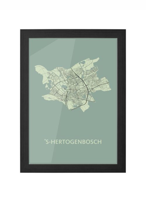 s-hertogenbosch stadskaart poster ingelijst in zwarte lijst