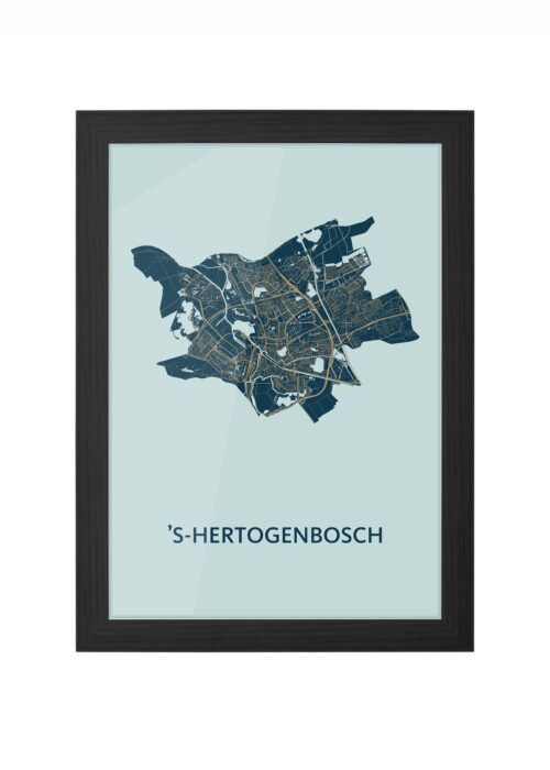 s-hertogenbosch stadskaart poster ingelijst in zwarte lijst