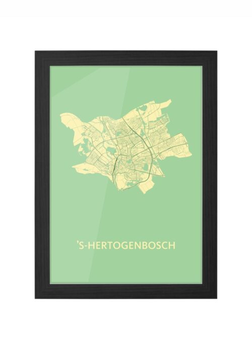 s-hertogenbosch stadskaart poster ingelijst in zwarte lijst