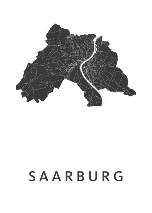 Saarburg White Stadskaart Poster | Kunst in Kaart