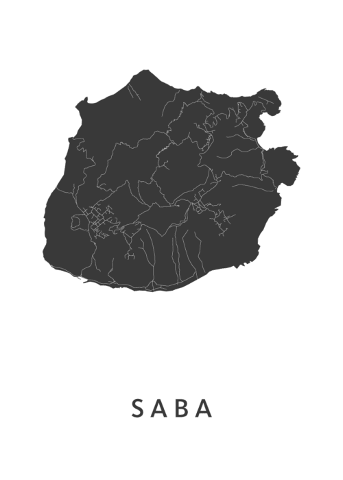 Saba Eilandkaart Poster