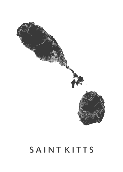 Saint Kitts Eilandkaart Poster