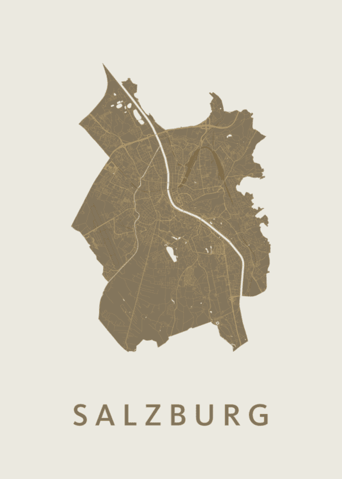 Salzburg Gold Stadskaart Poster Kopen