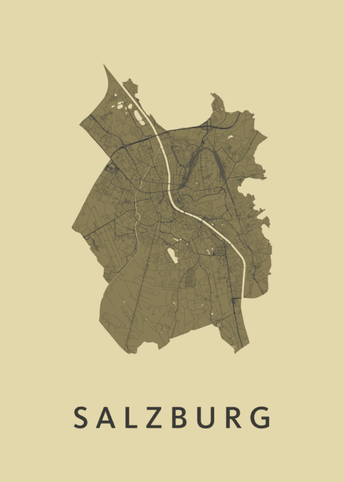 Salzburg GoldenRod Stadskaart Poster Kopen