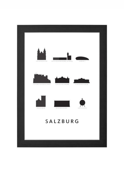 Salzburg - Architectuur Print ingelijst in zwarte lijst
