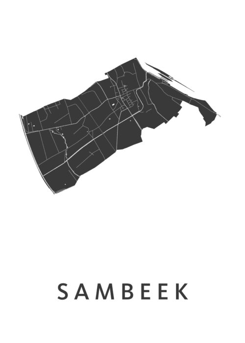 Sambeek White Stadskaart Poster | Kunst in Kaart