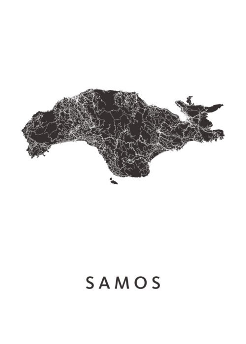 Samos Eilandkaart Poster