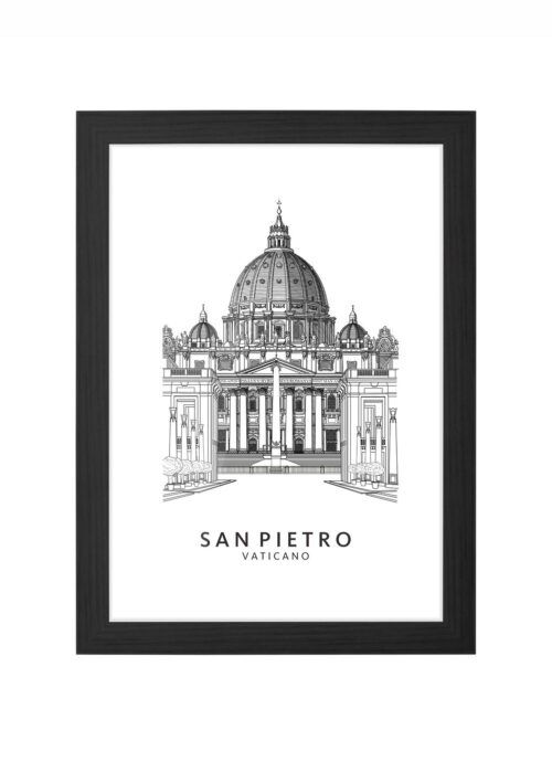 san pietro lijntekening poster ingelijst in zwarte lijst