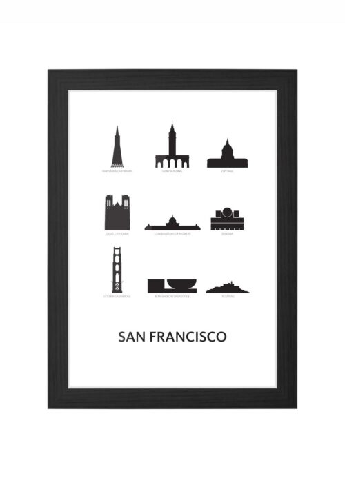 San Francisco - Architectuur Print ingelijst in zwarte lijst