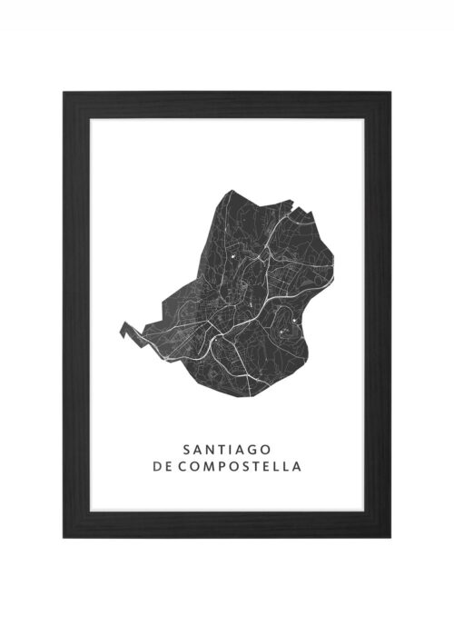 Santiago de Compostella Ingelijst in Zwart lijst Kopen | Kunst in Kaart