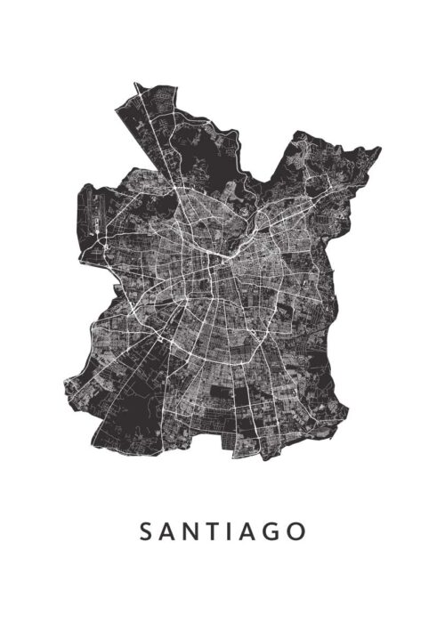 Santiago (Chili) Stadskaart Poster Kopen