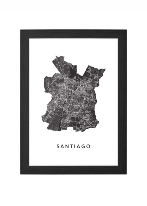 Santiago (Chili) Ingelijst in Zwart lijst Kopen | Kunst in Kaart