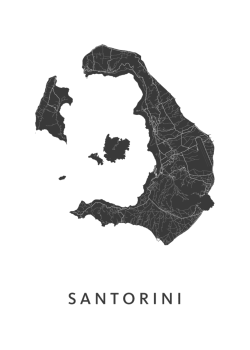 Santorini Eilandkaart Poster