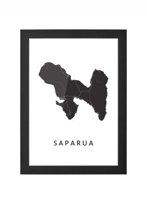 saparua eilandkaart poster ingelijst in zwarte lijst