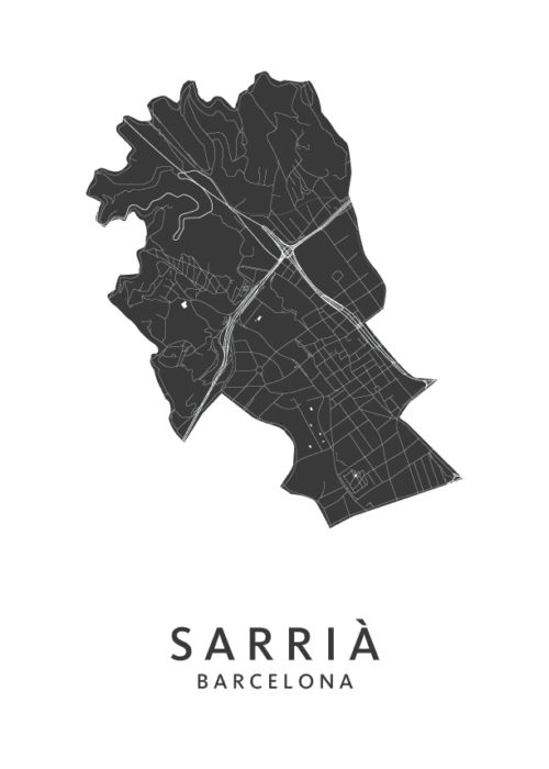 Sarrià Wijkkaart Barcelona Poster