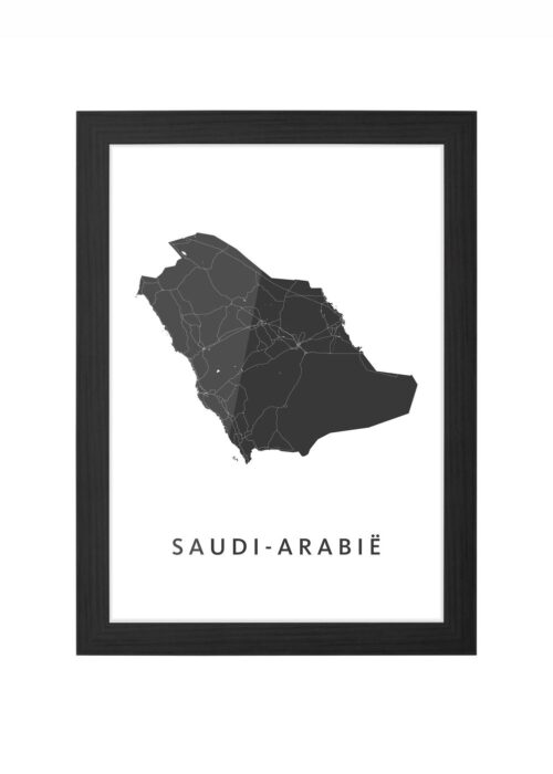 saoedi-arabië landkaart poster ingelijst in zwarte lijst