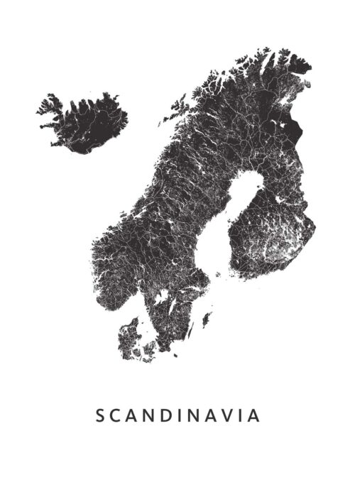 Scandinavië Regiokaart Poster
