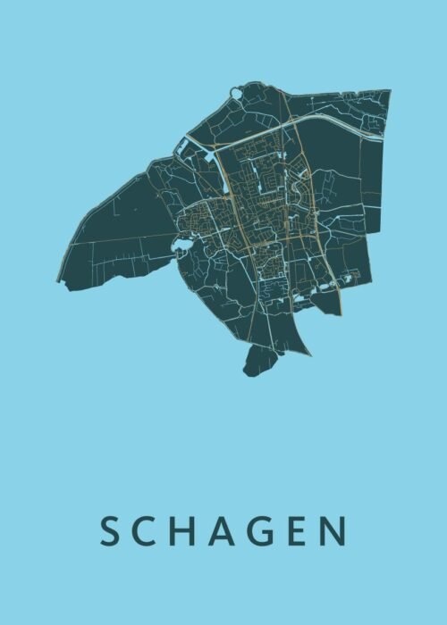 Schagen Azure Stadskaart Poster Kopen